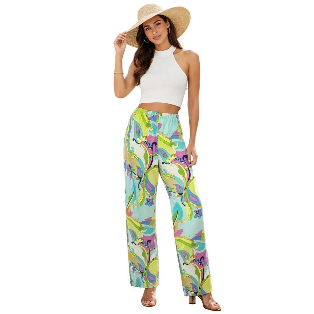 KENNY DANA Women's High Waist Full Length Statement Pants Blue Size Medium